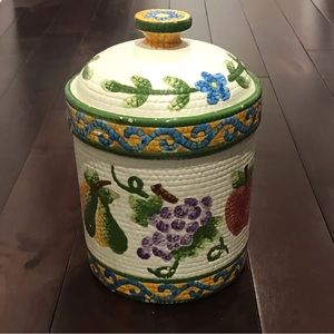 Vintage Fruit Motif Cookie Jar